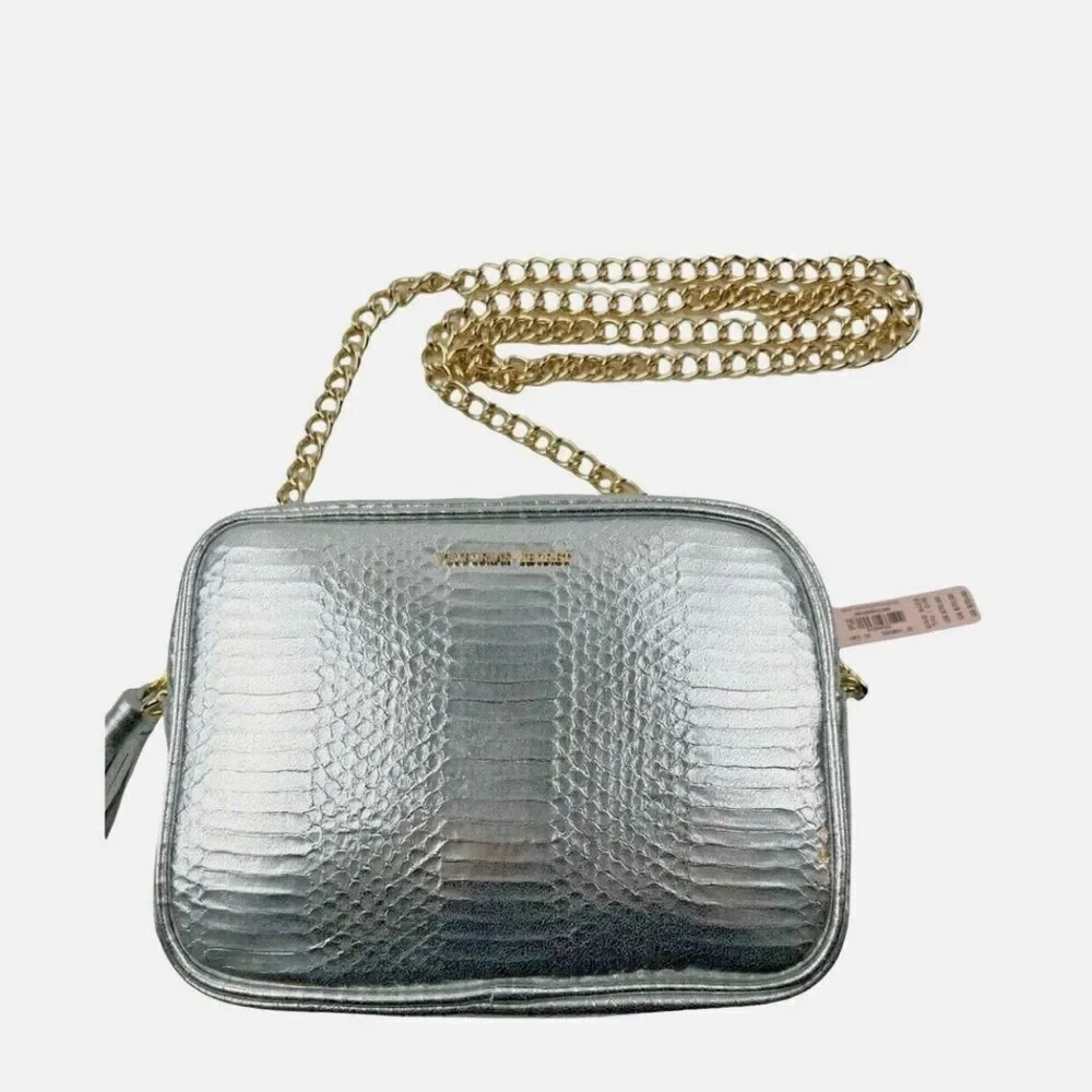 Victoria's Secret Crossbody Bag Silver Gold Chain Snake